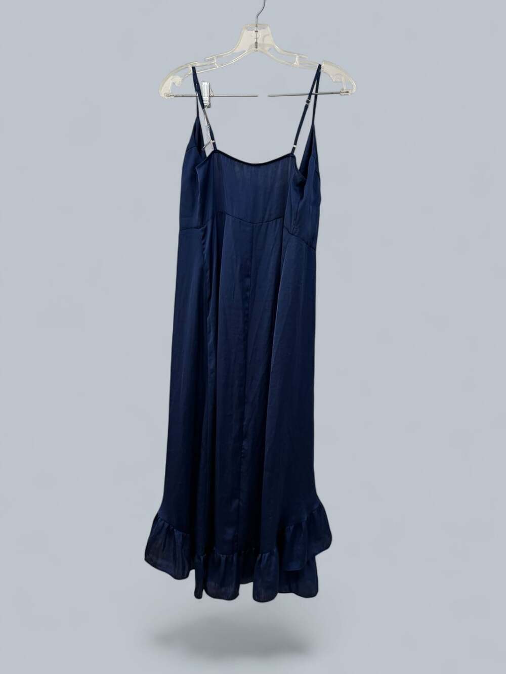 Intimately Free People Navy Blue Satin Ruffle High-Low Maxi Dress - Picture 4 of 6